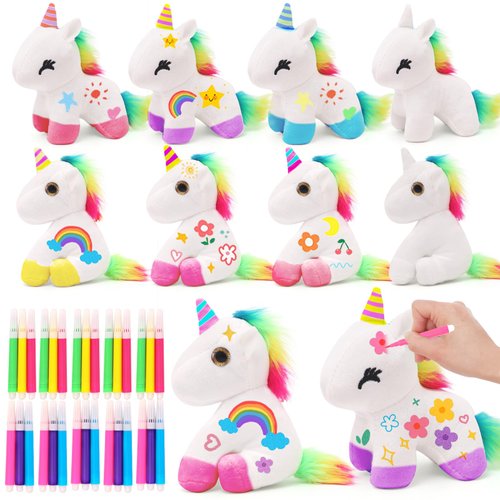 HAPGFS 16PCS Mini Plush Unicorn Kid Toys Set Unicorn Keychain Cotton Unicorn Party Favors for Birthday Party and Goodie Bag