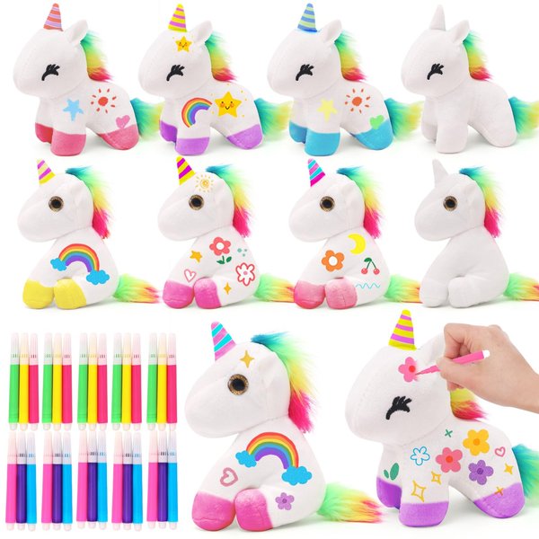 HAPGFS 16PCS Mini Plush Unicorn Kid Toys Set Unicorn Keychain Cotton Unicorn Party Favors for Birthday Party and Goodie Bag