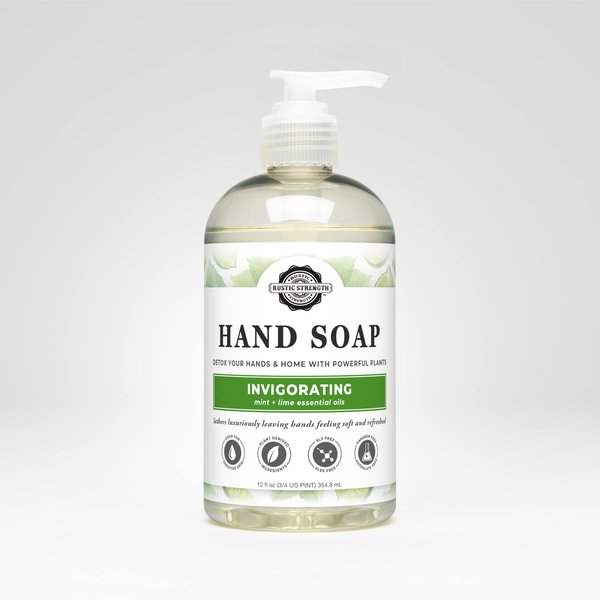 Rustic Strength Liquid Hand Soap, Invigorating, 12oz countertop dispenser