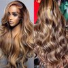 Atilck 360 Lace Front Wigs Human Hair Full Lace Human hair Wigs Ombre Lace Front Wigs Human Hair 180 Density 4/27 Colored Honey Blonde 360 HD Transparent Wigs for Black Women (22 Inch)