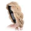 Gledola Wide Braided Headband with Teeth Synthetic Hair Plaited Headband High Elasticity Braids Hair Band Hairpiece for Girls Women (Honey Blonde, Wide)