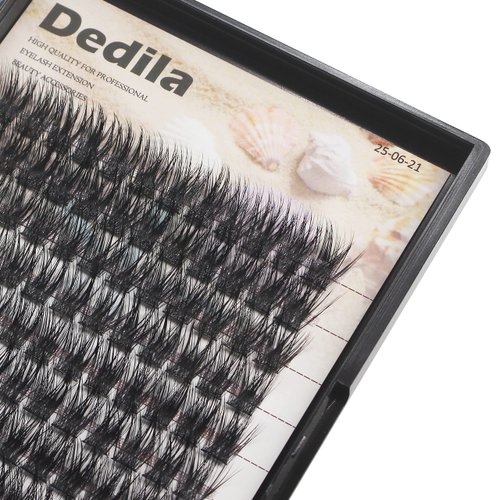 Dedila 120 Clusters Individual False Eyelashes Wide Stem D Curl Handmade Dramatic Black Soft and Light 5D Volume Eye Lashes Extensions Thick Base Women Girls Beauty Tools (16mm)