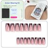 Valentine's Day Black French Tip Press on Nails Square Fake Nails Medium Acrylic Nails Press ons Cute Valentines Heart Rhinestones Full Cover Glue on Nails for Women Girls 24 Pcs