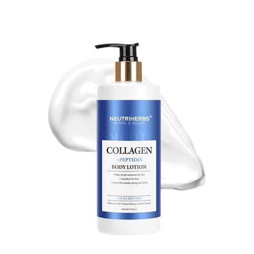 Neutriherbs Body Lotion for Women Dry Skin with Collagen + Oatmeal Organic Body Lotion Smoothes Fine Lines for All Skin Types 13.52 Fl Oz Pump Bottle