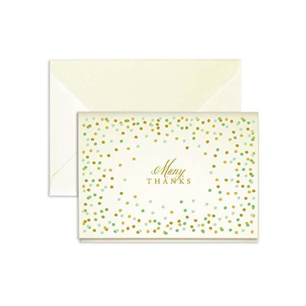 Merchant's Mint & Gold Confetti Thank You Cards - Pack of 24-5" x 3.5"