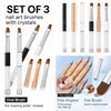 3Pcs Gel Nail Brush Set – Oval, Flat & Angled Tips, Rhinestone Handle Nail Art Design Brushes with Protective Caps, UV Gel Acrylic Builder Brush Kit for Manicure – Black, White, Gold