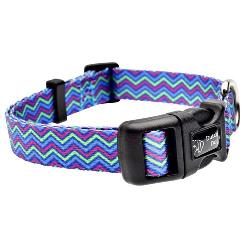 DoggyRide Fashion Dog Collar, 10 by 15-Inch, Heightened Hyacinth, Blue/Lime
