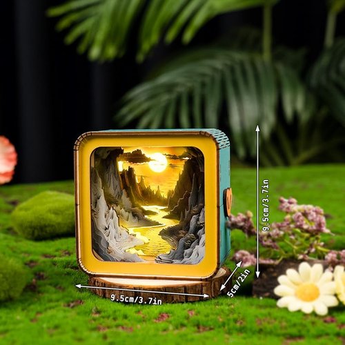 Woodemon Wooden Puzzles for Adults Bedside Lamp, 3D Puzzles for Adults Nightlight, DIY 3D Wood Puzzles Adults Kids Birthday Anniversary Family Games (Sun and River)