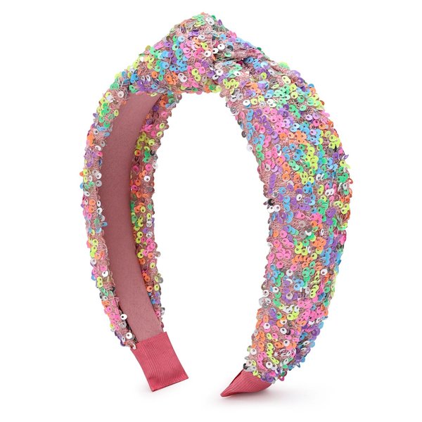 JOEYTECH Sequin Knot Headbands,Rainbow Sparkly Knotted Hair Bands, Glitter Velvet Wide Headband,Iridescent Sequined Hairbands,Fashion Headware,Girls Accessories for Costume Decorations
