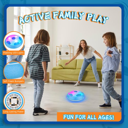 Nazano LED Hover Soccer Ball, Air Soccer Indoor Floating with LED Light, Indoor Soccer Game for Young Boys and Girls, Birthday Gifts for Young Kids, Toys Gifts for Ages 3-12 (Blue)
