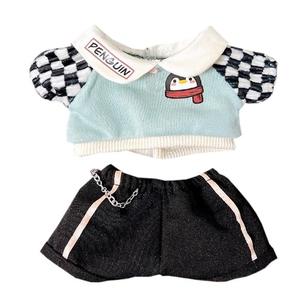 niannyyhouse 10cm 20cm Plush Doll Clothes Jacket Pants Penguin Tracksuit Suit Dolls Accessories Dress Up (Blue, 10cm)