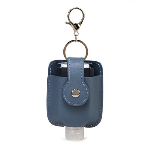 SEWBOO Sanitizer Holder with Travel Bottle Refillable Mini Travel Hand Sanitizer Keychain Holder for Backpack & Purse (Ash Blue)