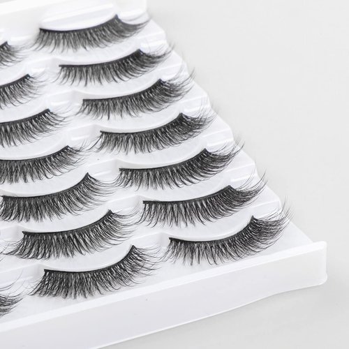 LASHMADY Lashes Cat Eye Lashes False Eyelashes Faux Mink Wispy Lashes 3D Cross Fluffy Eyelashes 14 Pairs Multipack (Fluffy)