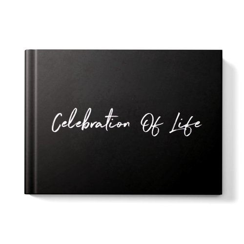 C Wyn Publishing Funeral Guest Book for Memorial Service - Celebration of Life Guest Book, Guest Book for Funeral, Hardcover, Unlimited Space per Entry, Table Sign Included (Black)