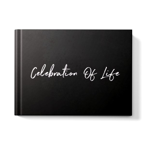 C Wyn Publishing Funeral Guest Book for Memorial Service - Celebration of Life Guest Book, Guest Book for Funeral, Hardcover, Unlimited Space per Entry, Table Sign Included (Black)