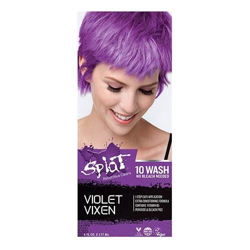 Splat Hair Color 10 Wash No Bleach Formula Violet Vixen, 6 Ea, 6count