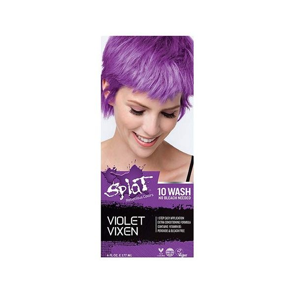Splat Hair Color 10 Wash No Bleach Formula Violet Vixen, 6 Ea, 6count