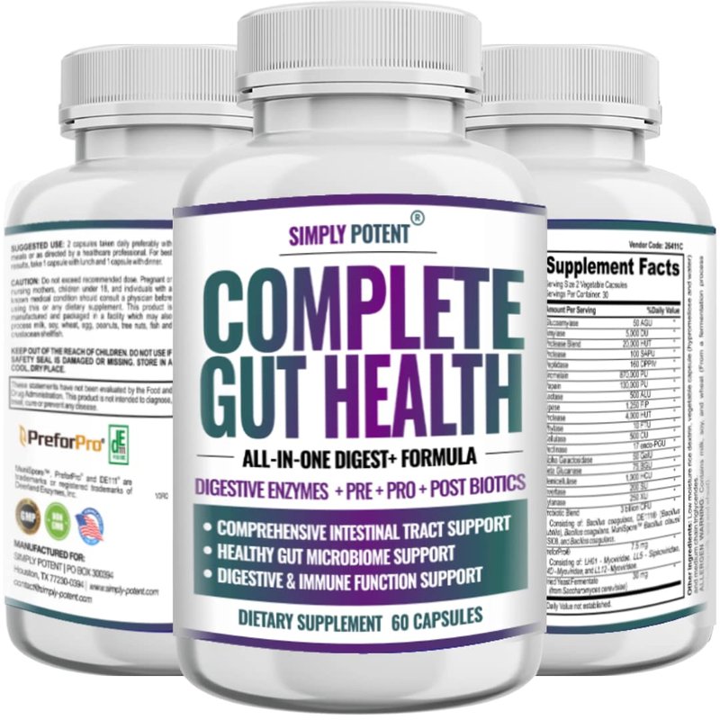 Complete Gut Health, Digestive Enzymes Plus Prebiotic, Probiotic & Post ...
