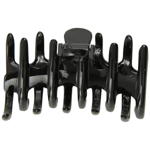 Caravan Medium Tubular Rake Hair Claw With Spiked And Rounded Teeth In The Black Classic Color
