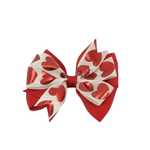 Red Hearts Hair Bow