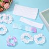 Waydress 12 Pieces Tie Dye White Scrunchies and White Stretchy Headband, Solid Scrunchies Elastic Hair Ties Cotton Soft Elastic Headbands Yoga Headband Ponytail Holder for Women Girls Hair Styling