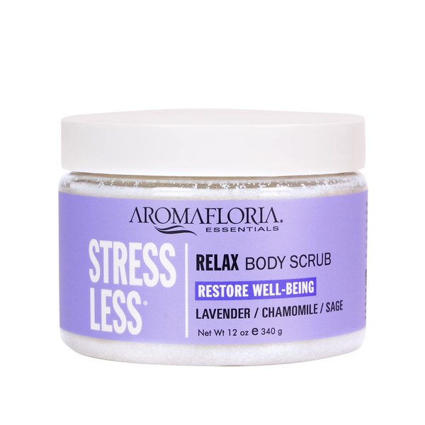Aromafloria Aromatherapy Agitation Less Relax Body Scrub - Lavender, Chamomile, Sage Essential Oil Blend - Best Body Scrub for Men & Women - Exfoliate Skin & Ease Agitation - 12 oz…