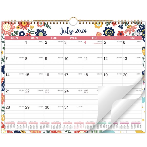 Calendar 2024-2025 - Wall Calendar 2024-2025 from July 2024 - Dec 2025, 14.75" x 11.5", 2024-2025 Calendar Planner with Julian Date, Perfect for School, Office & Home Planning
