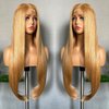 SOKU 13x4 Lace Front Wigs 32 Inch Long Straight Synthetic Wigs with Baby Hair Free Part Strawberry Honey Blonde Lace Frontal Wigs Pre Plucked for Women Girls Cosplay Gift