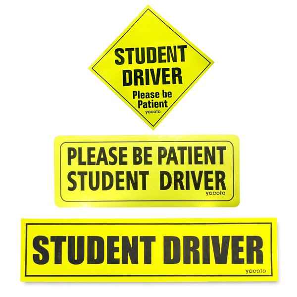 Set of 3 Student Driver Magnet for Car - Reflective Student Driver Sign for Car Student Driver Car Magnet Safety Vehicle Bumper Sticker for New Drivers