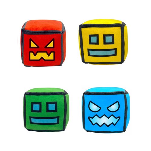 Shopular 4.7” Geometry Cube Plush Toys Stuffed Plushie Doll Small Pillow Pendant Game Cute Kids Fans Collection Birthday Gift (4 PCS)