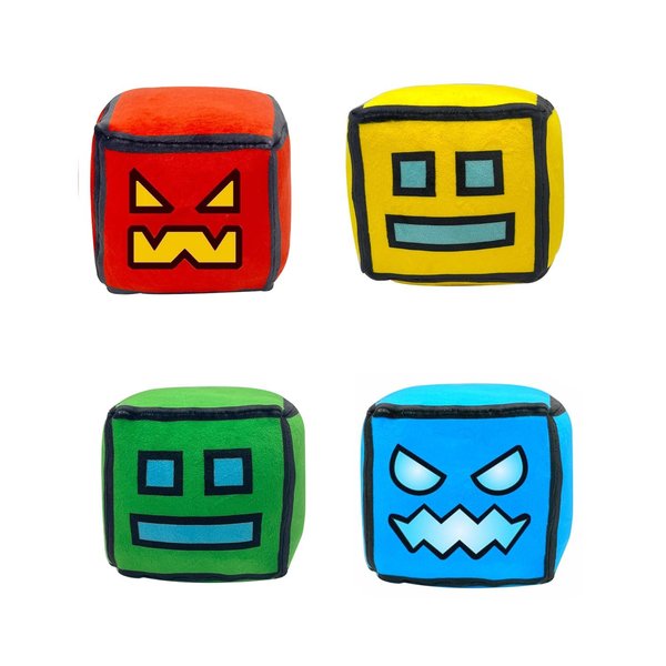 Shopular 4.7” Geometry Cube Plush Toys Stuffed Plushie Doll Small Pillow Pendant Game Cute Kids Fans Collection Birthday Gift (4 PCS)