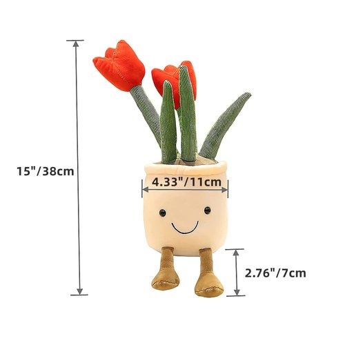 XZJMY 1Pack Succulents Plush Toy,Potted Plant Stuffed Plush Pillow Decoration,Cute Plants Plush Toy, Plush Toy Gift for Kids Girls (Red,Tulip)