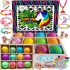 Unicorn Bath Bombs for Girls with Jewelry Inside - 12 Pack Organic Bath Bombs for Kids Girls with Surprise Inside, Skin Moisturizing Natural Rainbow Unicorn Bubble Bath. Easter Basket Stuffers Girls