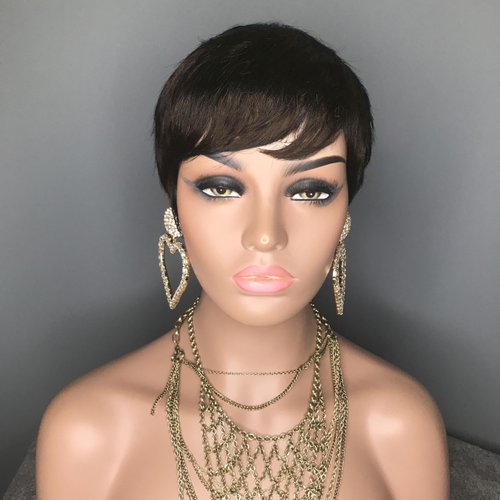 HOTKIS Pixie Cut Wig Human Hair for Black Women Short Brown Human Hair Wigs Glueless Short Pixie Wig Boy Cut Wig 4# Color Pixie Wigs 4 inch