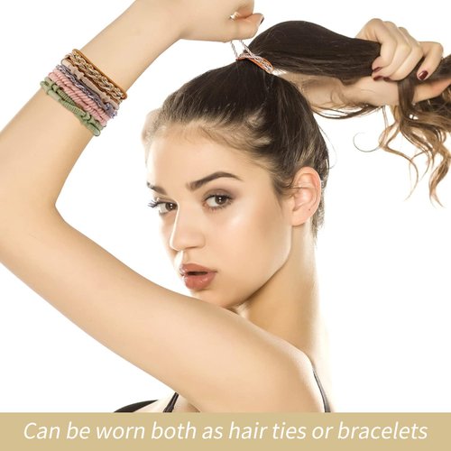 CHANACO Hair Ties for Women, Boho Hair Ties, Bracelet Hair Ties, Hair Ties No Damage, Hair Ties for Think Hair, Hair Ties for Thin Hair, Elastic Hair Ties, Cute Hair Accessories for Ponytail Holders
