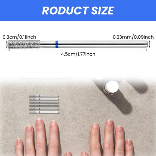 6 Pcs Cuticle Bit for Nail Drill, Barrel Cuticle Nail Drill Bit 3/32” Cuticle Drill Bits Professional Drill Bits Nail Tech Diamond Nail Drill Bits for Home Nail Salon Manicure