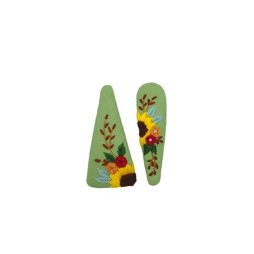 Set of 2 Handmade Embroidery Hair clips, Vintage Embroidered Sunflower Hair Clips, Embroidered Floral Hair Clips, Gift for Daughter, Teenager, Unique Hair Accessory, HC16