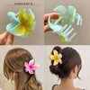 3pcs Frangipani Flower Acrylic Hair Clip for Women Summer Flowers Hair Accessories Yellow Blue Pink Floral Hair Claw Clips Hawaii Hair Barrettes Alligator Clips for Thick Hair and Thick Hair