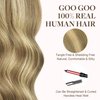 GOO GOO Tape in Hair Extensions Human Hair, 16/22 Light Blonde Highlighted Golden Blonde, 22inch 50g 20pcs, Thick Ends Straight Seamless Tape in, Invisible Tape in Hair Extensions Human Hair