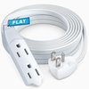 Maximm 20ft Flat Plug Extension Cord UL Certified 16 Gauge, 125V, 13 Amps, 1625 Watts Grounded 3-Prong Cord - White