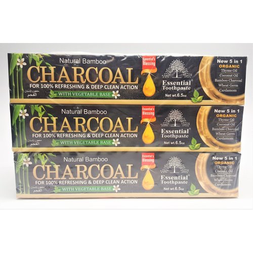 Organic Bamboo Charcoal Toothpaste 100% Natural Teeth Whitening 3 Pack Oral Care - 6.5 oz