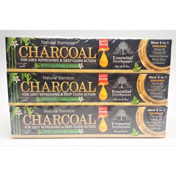 Organic Bamboo Charcoal Toothpaste 100% Natural Teeth Whitening 3 Pack Oral Care - 6.5 oz