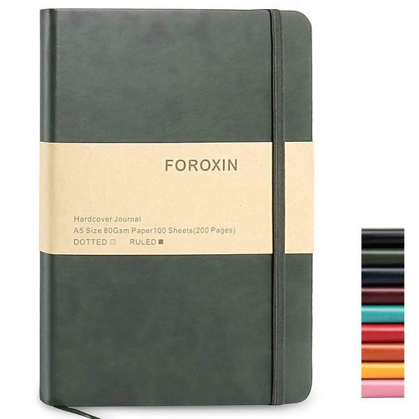 foroxin Journal notebook (A5-Lined, Dark Green),192 Pages, Medium 5.7X8.3 inches - 80 gsm Thick Paper, Hardcover