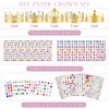 ZYNERY 47 PCS Paper Crown Golden Party Hats with Pieces Gem Stickers Jewels Stickers Rhinestone Numbers Crafts, Crown Party Making Kit and Crystal Stickers Self,DIY Crown Supplies for Kids Adults