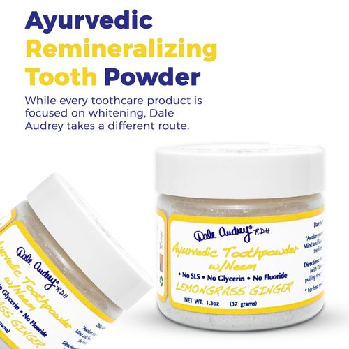 Dale Audrey Ayurvedic Remineralizing Tooth Powder for Sensitive Teeth| Organic Ginger Flavor Teeth Whitening and Fresh Breath | Natural Toothpowder for Gums and Bad Breath (1.3 Oz)