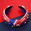 CEALXHENY 4th of July Headbands for Women, 4th of July Accessories, American Flag Patriotic Headbands, Rhinestone Pearl Knotted Headbands Beads Embellished Jeweled Headbands Holiday Gifts (US Flag A)