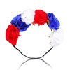 SeBneny Flower Headband Red Blue White Elastic Ribbon 4th of July Hairband for Women Rose patriotic headband National Memorial Day para niña Hair Hoop Floral Crown for Party Supplies 1PCS