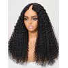 UNICE EasiContour V Part Wigs Human Hair Jerry Curly Glueless Wigs Human Hair Clip in Vpart Wig Minimal Leave Out Upgrade U Part Human Hair Wig Beginner Friendly 18 inch