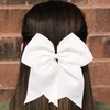 Cheer Bows Orange Cheerleading Softball - Gifts for Girls and Women Team Bow with Ponytail Holder Complete your Cheerleader Outfit Uniform Strong Hair Ties Bands Elastics by Kenz Laurenz (13)