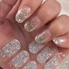 LIFOOST Semi Cured Gel Nail Strips Glitter Sequins Nail Stickers Transparent Full Nail Wraps for Women Nail Art Design